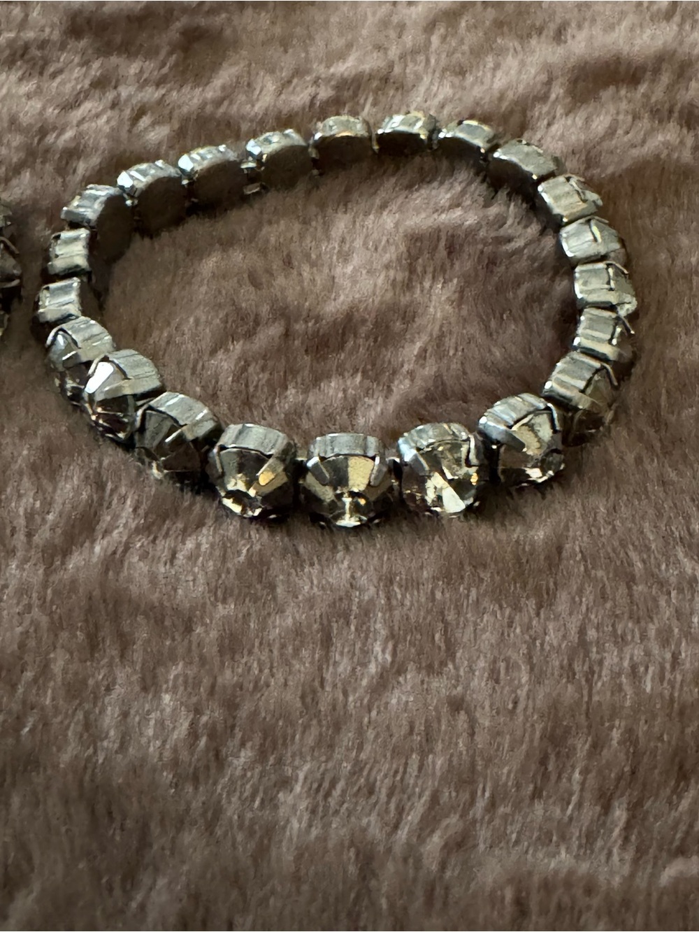 Silver Crystal Stretch Bracelet - Elegant Faceted Design